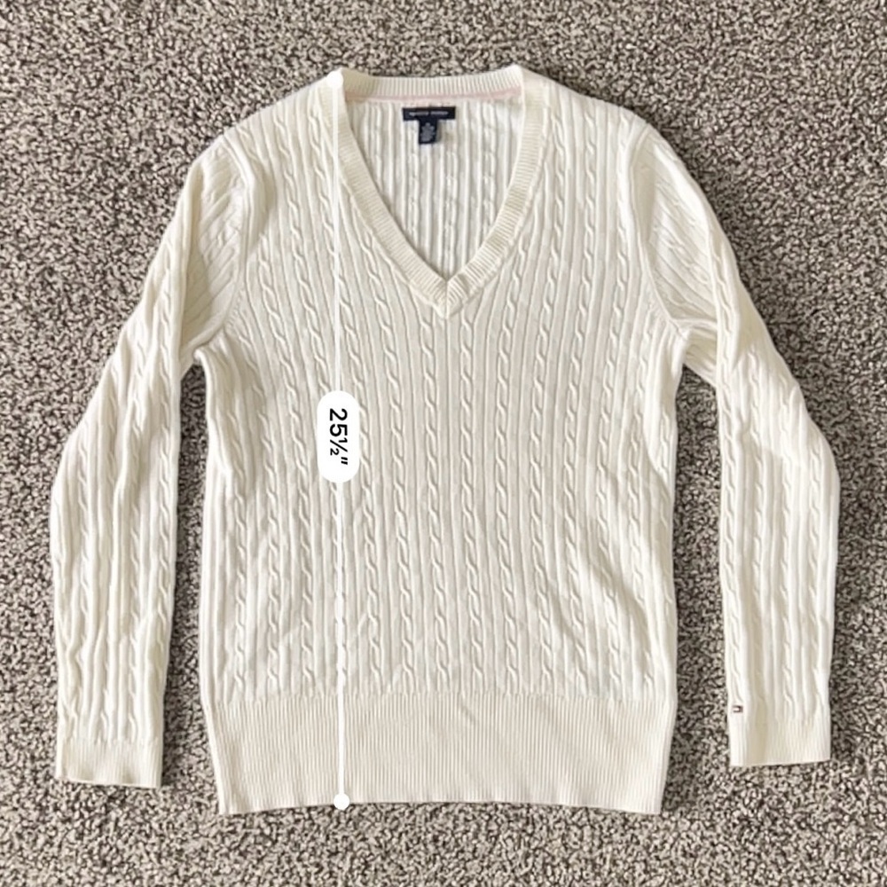 Vintage Y2K Tommy Hilfiger Cable Knit V-Neck Sweater - Prep Coastal Old Money - Picture 12 of 12